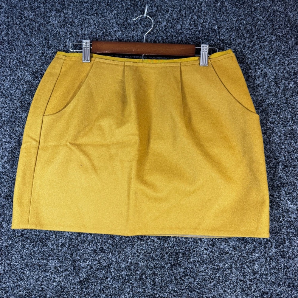 J.Crew Mustard Yellow Wool Blend Mini Skirt Size 6 Mustard Gold Pockets‎ RN77388
